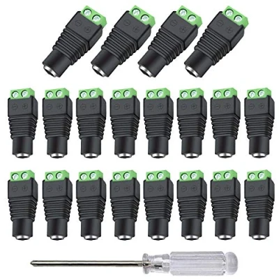 Image of Aiqeer 40 Pcs 12V/24V 5.5 X 2.1 mm DC Power Connector Adapter, Female Jack Socket, Screw Terminal Plug for CCTV Camera LED Strip (Green)