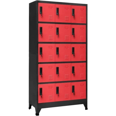 Image of vidaXL Locker Cabinet Anthracite and Red 90x40x180 cm Steel