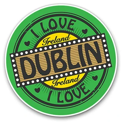 Image of 2 x Heart Stickers 10 cm I Love Dublin Ireland Irish Travel Stamp Fun Decals for Laptops,Tablets,Luggage,Scrap Booking,Fridges #5014