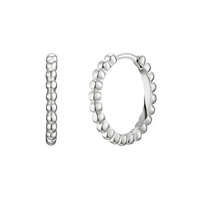 Image of NOELANI hoop earrings 925 sterling silver ladies earrings, 1.4 cm, silver, Comes in jewelry gift box, 2031668