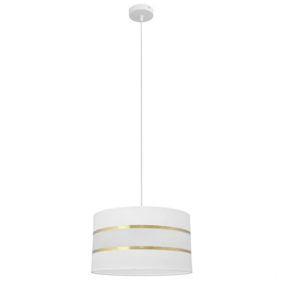 Image of Helen Cylindrical Pendant Ceiling Light White, Gold 35cm