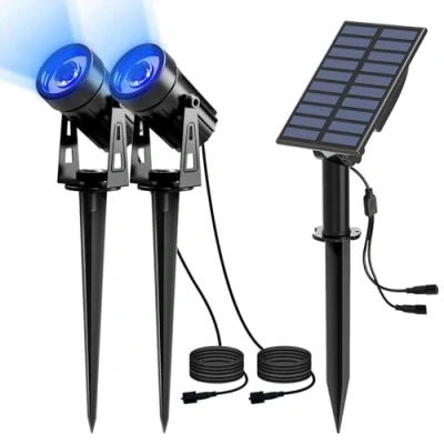 Image of NATPOW Led Solar Spotlights, Security Lights Powered,IP65 Waterproof Outdoor Landscape Light, Auto on/Off,In ground/Wall Light for Garden,Patio,Driveway,Pond,Deck.(Blue)