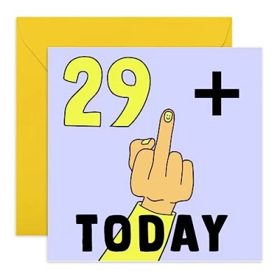 Image of Central 23 Funny 30th Birthday Card for Her &#039;29 + Middle Finger&#039; Cards Women Cheeky Men Comes with Fun Stickers