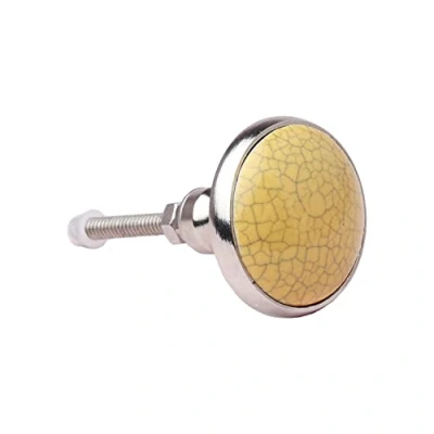 Image of G Decor Metal Ceramic Door Knob Vintage Shabby Chic Cupboard Drawer Pull Handles (Yellow)