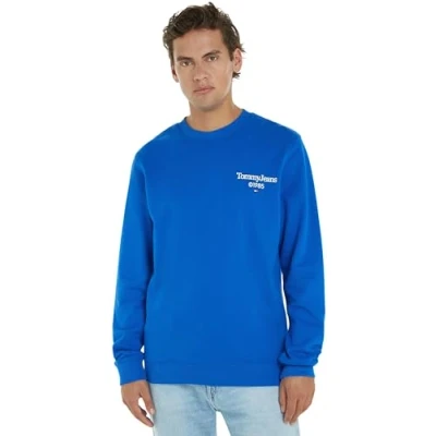 Image of Tommy Jeans Men&#039;s Tjm Reg Entry Graphic Crew Sweatshirts, Persian Blue, 3XL Plus Tall