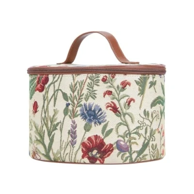 Image of Signare Tapestry Toiletry Bag Makeup Organise for Women with Garden Flower and Creatures (Morning Garden, Toil MGD)