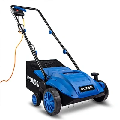 Image of Hyundai Electric Lawn Scarifier/Aerator/Lawn Rake, 1500w, 32cm Working Width, 4 Adjustable Scarifying Heights, Foldable Handles, Compact and Lightweight With 3 Year Warranty