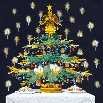 Image of Charity Christmas Cards Sold in Aid of Macmillan Cancer Support Pack 8 Tree Traditional Design Made the UK Eco Friendly