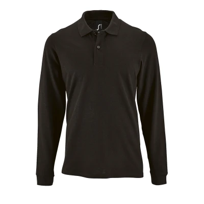 Image of SOLS Mens Winter II Long Sleeve Pique Cotton Polo Shirt (Black) Size 2XL