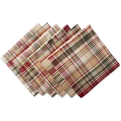 Image of DII Autumn &amp; Thanksgiving Tabletop Linens, Cotton, Plaid, 20&quot; x (Set of 6)
