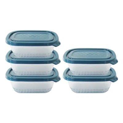 Image of Neez Small Food Containers with Lids (5 Pack, 500ml) BPA Free Plastic Storage Stackable, Microwavable, and Freezer Safe Boxes for Meal Prep Fridge Organization