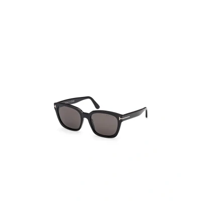 Image of TOM FORD Woman FT1216 HAYLAY 01A Sunglasses Acetate Black Smoke Squared Normal