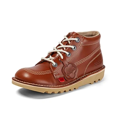 Image of Kickers Unisex&#039;s Kick Hi Classic Ankle Boots Extra Comfortable Added Durability Premium Quality, Dark Tan, 6 UK