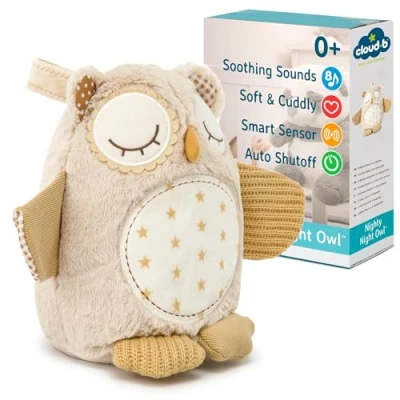 Image of Cloud b Soothing Sound Machine Cuddly Stuffed Animal 4 White Noise and Lullabies Auto Shutoff Sensor Nighty Night Owl Smart