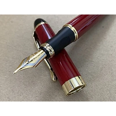 Image of Rhapsody Jinhao x450 Fountain Pen 0.5mm Medium Fine Nib Ink Pens (Red + Black Lines)