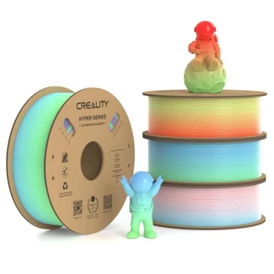 Image of Creality Hyper PLA Filament 1.75mm, 30 600mm/s High Speed 3D Printer Filament, Dimensional Accuracy +/ 0.02mm, Fit Most FDM Printers, 4 Pack 1kg Spool(2.2lbs), Rainbow