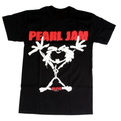 Image of Coole Fun T Shirts Shirt Pearl Jam Stickman Logo Black Size:XL
