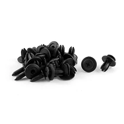 Image of sourcing map 20 Pcs Black Plastic Rivet Clips 6mm x 11mm 16mm