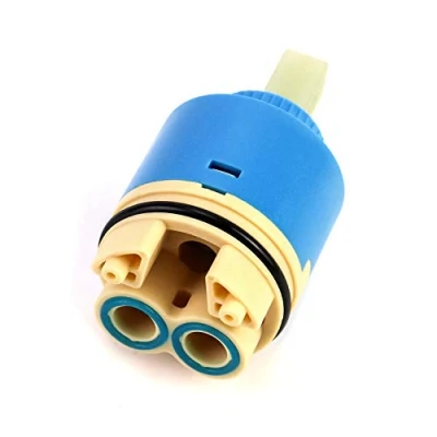 Image of QWORK® 40mm Tap Cartridge, Ceramic Faucet Disc Cartridg Valve, Mix Inner Cartridge Replacement for Kitchen Faucet, with Base