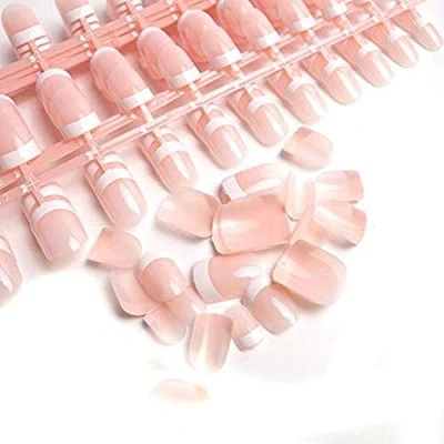 Image of 240 Pieces French False Nails Tips Short 12 Sizes Natural Oval Acrylic Fake