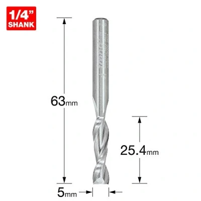 Image of Trend Professional Spiral Up Cut CNC Router Cutter Bit, 1/4 Inch Shank, 6.35mm Diameter &amp; 25.4mm Length, Solid Tungsten Carbide, S55/2X1/4STC
