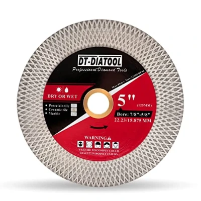 Image of DT DIATOOL Diamond Tile Saw Blade 125mm Double Sided X Mesh Cutting &amp; Grinding Disc for Porcelain Ceramic Marble Artificial Stone
