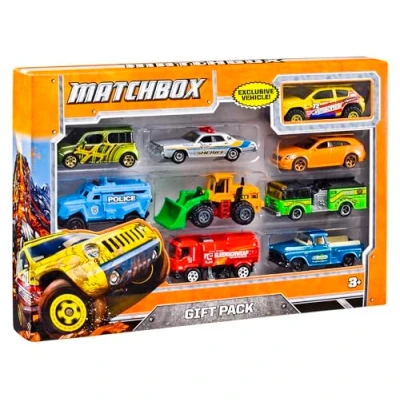 Image of Matchbox 9 Pack Vehicles, Collection of 1:64 Scale Die Cast Toy Cars Featuring Real World Replicas Recognizable Vehicles for Collectors and Kids 3 Years Old &amp; Older, X7111