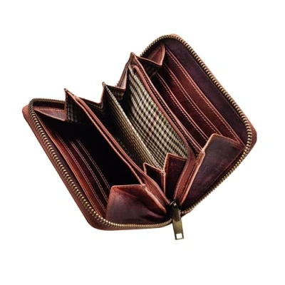 Image of STILORD &#039;Paris&#039; Womens Leather Purse RFID Vintage Ladies Wallet Card Holder with NFC Protection Slim Coin Pouch Genuine Leather, Colour:Prestige Brown