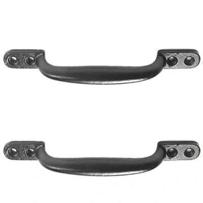 Image of 2X Black Cast Iron 6&quot;/150mm Hot Bed Handles Door/Shed/Garden Gate D Pull
