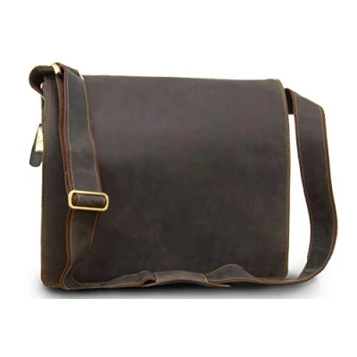 Image of VISCONTI Men&#039;s Leather Messenger Shoulder Bag Extra Large 15 to 16 inch Laptop Work for A4 Notebooks 16054 HARVARD XL Oil Brown