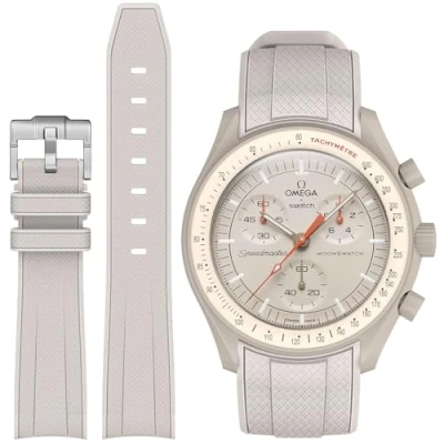 Image of strap for Omega X Swatch Moonswatch Watch 20mm,Soft Silicone Speedmaster Replacement Strap,Curved No Gap Men Women