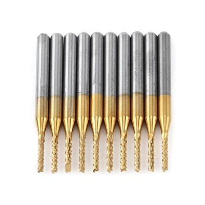 Image of 10pcs Carbide CNC End Mill, 1/16&quot; Cutting Diameter Spiral Router Bits for Engraving