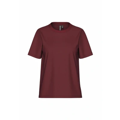 Image of Pieces Pcria Solid Basic Tshirt, Women&#039;s, Size: Medium, Tawny port