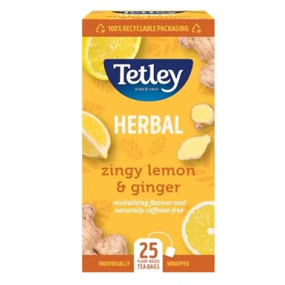 Image of Tetley Lemon And Ginger Tea Bags Pack of 25