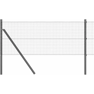 Image of Fence Post Set of 2 Grey Metal, PVC coated wire 10 x 0.5 m Vidaxl