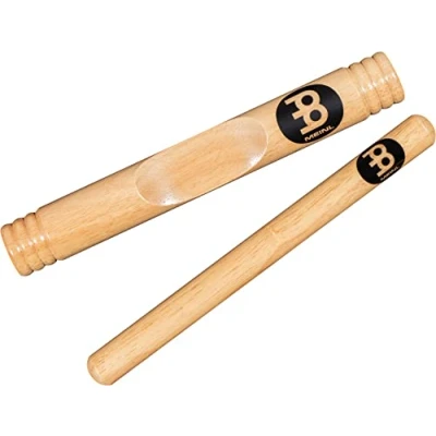 Image of Meinl Percussion Wood Claves African 1 Pair of Cylindrical Musical Instrument Siam Oak, Natural (CL2HW)