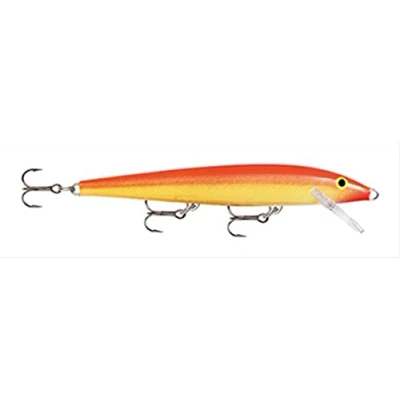 Image of Rapala Original Floater Lure with Three No. 6 Hooks, 1.2 1.8 m Swimming Depth, 11 cm Size, Gold Fluorescent Red