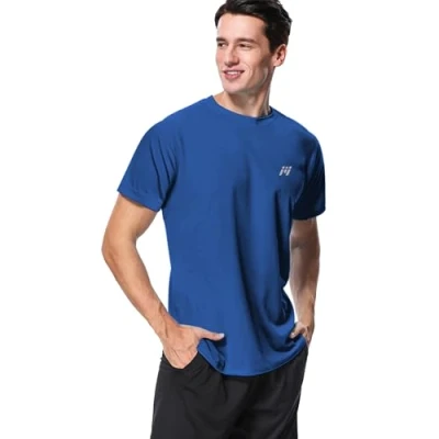 Image of MeetHoo Men’s Rash Vest, Guard UV T Shirt UPF 50+ Top Sun Protection Short Sleeve Tee for Surfing Running Swimming Navy Blue