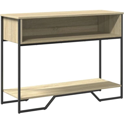 Image of vidaXL Console Table/Side Accent Table Sonoma Oak Engineered Wood With Storage Space 100x35x74.5 cm Metal Handles Living Room/Tabletop