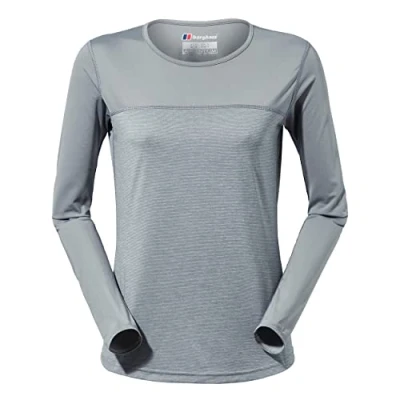 Image of Berghaus Women&#039;s Voyager Long Sleeve Tech Tee Base Layer, Monument/Harbour Mist, 12