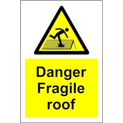 Image of Danger fragile roof safety sign 3mm Aluminium 300mm x 200mm Case (Pack of 20)