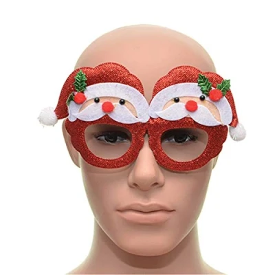 Image of SHATCHI Frame Red Santa Glasses Fancy Xmas Dress Novelty Party Accessories Supplies Selfie Photo Props Bag Stocking Fillers