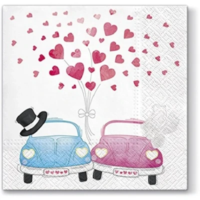 Image of 20 Napkins Cars Under Heart Rain Wedding Love 33 x cm