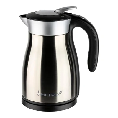 Image of Vektra VEK 1501 Vacuum Insulated Environmentally Eco Friendly Easy Pour Cordless Kettle, 1.5 Litre, Stainless Steel