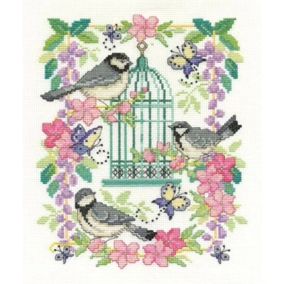 Image of DMC &quot;Oriental Birdcage 14 Count Cross Stitch Kit, Multi Colour