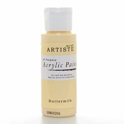Image of Artiste Acrylic Paint 59ml 2Oz Buttermilk, Quick Drying Professional Art, Craft and Hobby Artists Paint, Vibrant Colour, Water Based Paints Cover All Surfaces with Ease, Ideal for Travel