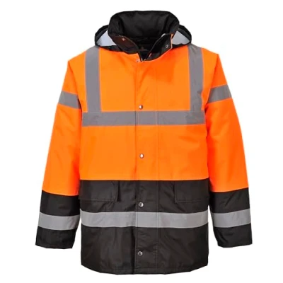 Image of Portwest Hi Vis Two Tone Traffic Jacket, Size: L, Colour: Orange/Black, S467OBRL