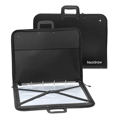 Image of Liquidraw A2 Art Portfolio Case Folder, Carry Bag with 10 Sleeves Shoulder Strap Ring Binder Water Resistant Folder for Adults, Artists, Designers, Drawing Storage