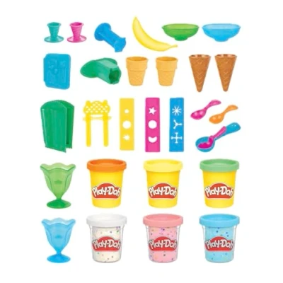 Image of Play Doh Kitchen Creations Ice Cream Party Food Set with 6 Colors, 2 Ounce Cans (Amazon Exclusive)