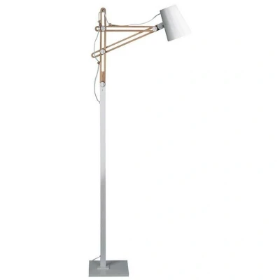 Image of Looker Floor Lamp 1 Light E27 , Matt White, Beech